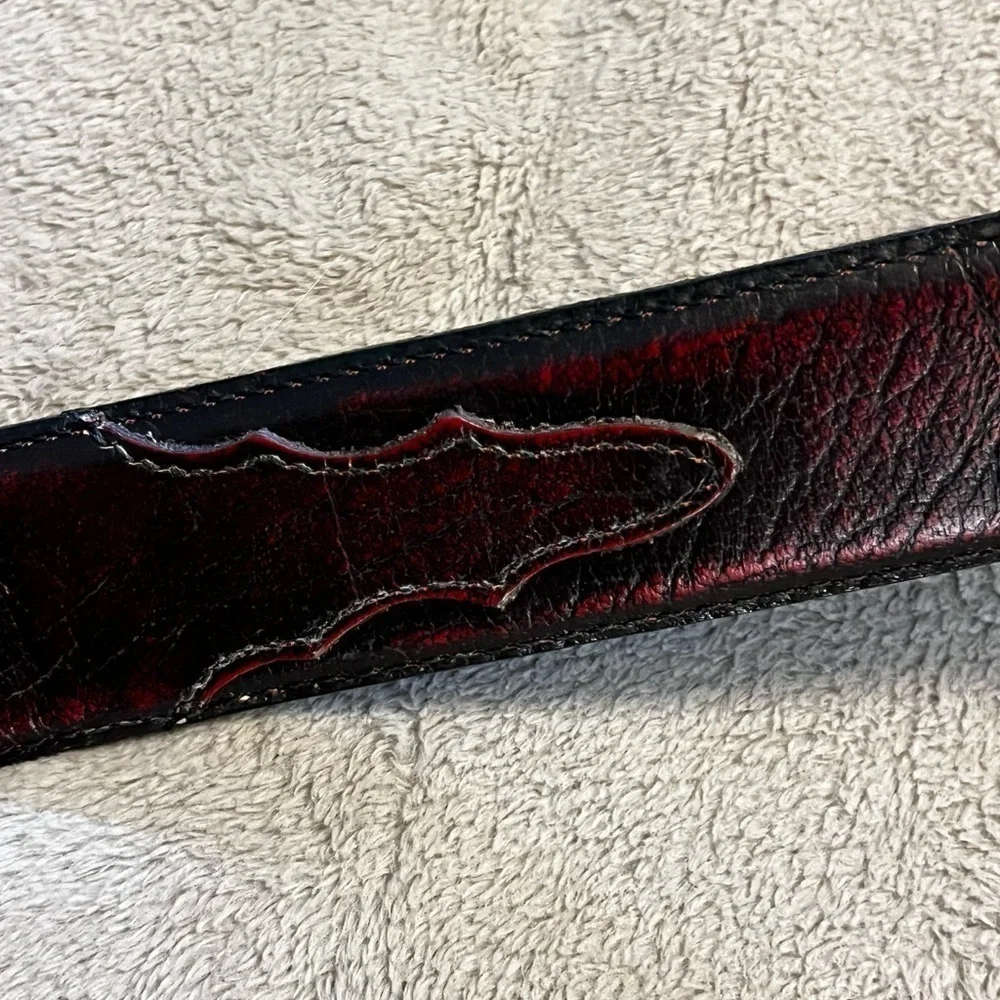 Tony Lama Western Belt Leather Engraved Silver Buckle Cowboy Rodeo Size 46 waist